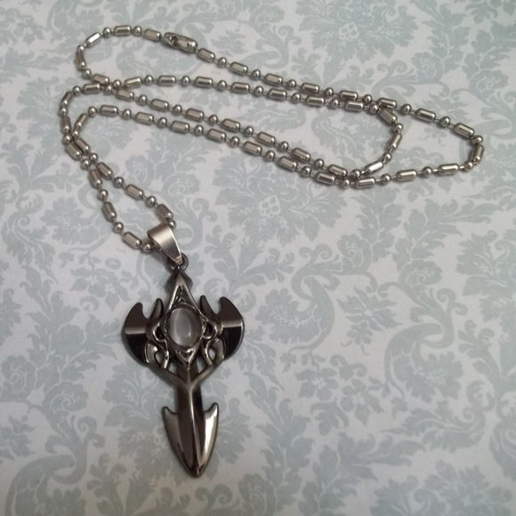 *5/35*  New Black Stainless Steel Cats Eye Necklace - Picture 2 of 5